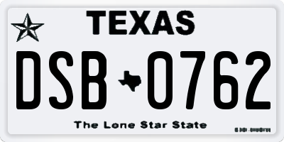 TX license plate DSB0762