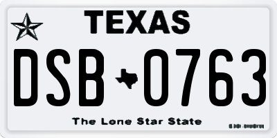 TX license plate DSB0763