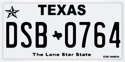 TX license plate DSB0764