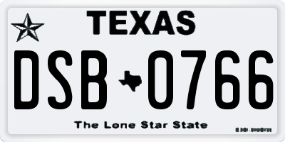 TX license plate DSB0766
