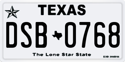 TX license plate DSB0768
