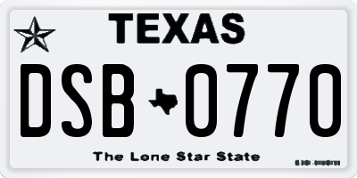 TX license plate DSB0770