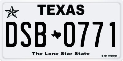 TX license plate DSB0771