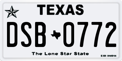 TX license plate DSB0772