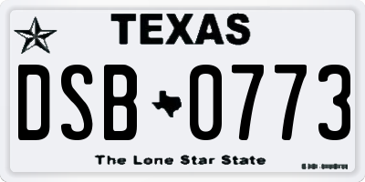 TX license plate DSB0773