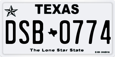TX license plate DSB0774