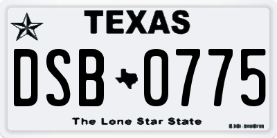 TX license plate DSB0775