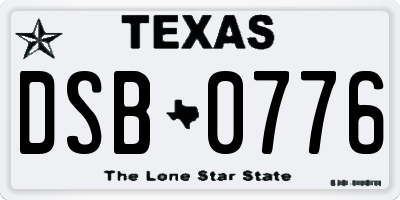TX license plate DSB0776