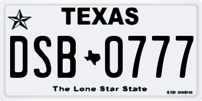 TX license plate DSB0777