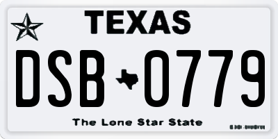 TX license plate DSB0779