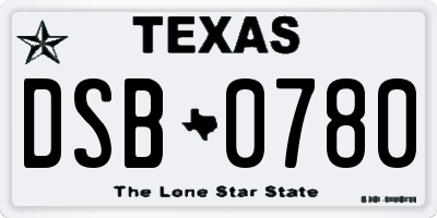 TX license plate DSB0780