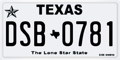 TX license plate DSB0781