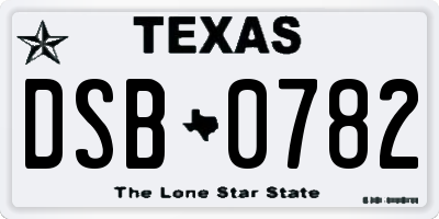 TX license plate DSB0782