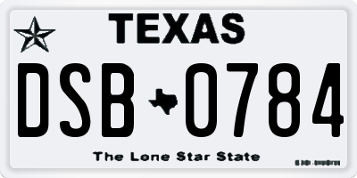 TX license plate DSB0784