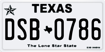 TX license plate DSB0786