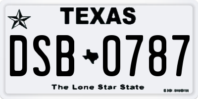 TX license plate DSB0787