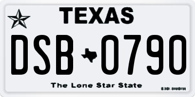 TX license plate DSB0790