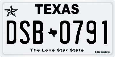TX license plate DSB0791