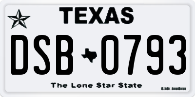 TX license plate DSB0793