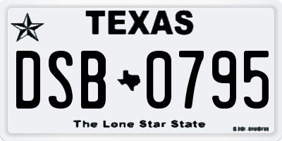 TX license plate DSB0795