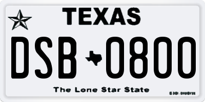 TX license plate DSB0800