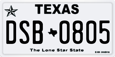 TX license plate DSB0805
