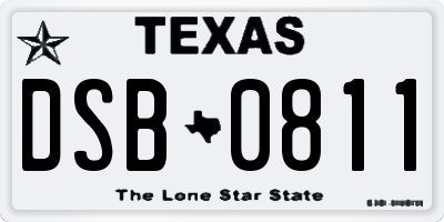 TX license plate DSB0811