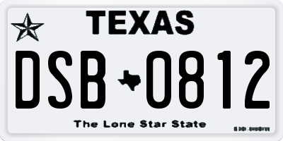 TX license plate DSB0812