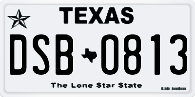 TX license plate DSB0813