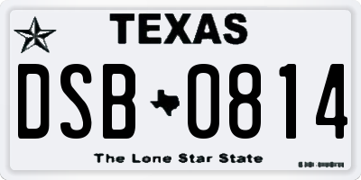 TX license plate DSB0814