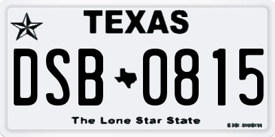 TX license plate DSB0815
