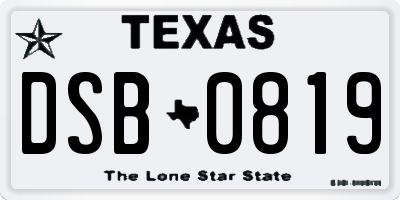 TX license plate DSB0819