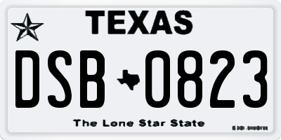 TX license plate DSB0823