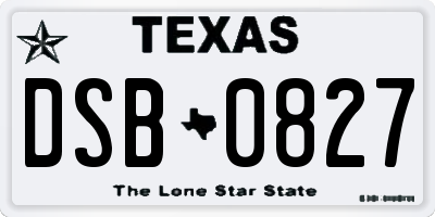TX license plate DSB0827