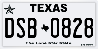TX license plate DSB0828