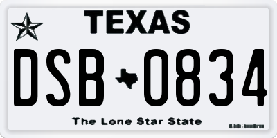 TX license plate DSB0834