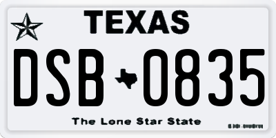 TX license plate DSB0835