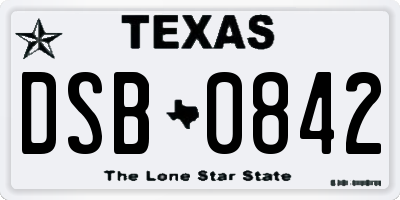 TX license plate DSB0842