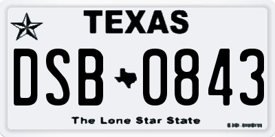 TX license plate DSB0843
