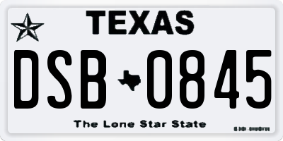 TX license plate DSB0845