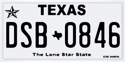 TX license plate DSB0846