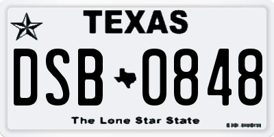 TX license plate DSB0848
