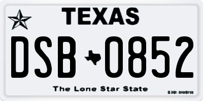 TX license plate DSB0852