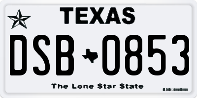 TX license plate DSB0853