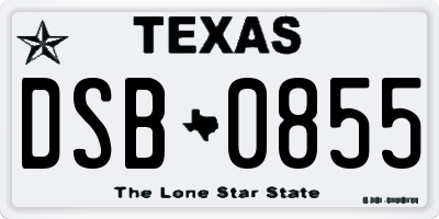 TX license plate DSB0855