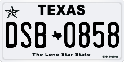 TX license plate DSB0858