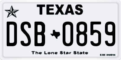 TX license plate DSB0859