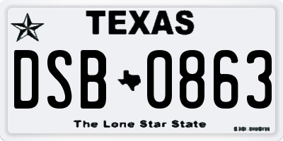 TX license plate DSB0863