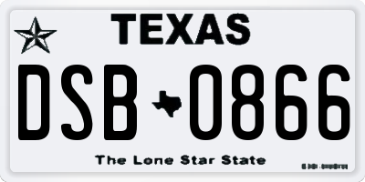 TX license plate DSB0866