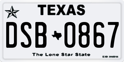 TX license plate DSB0867
